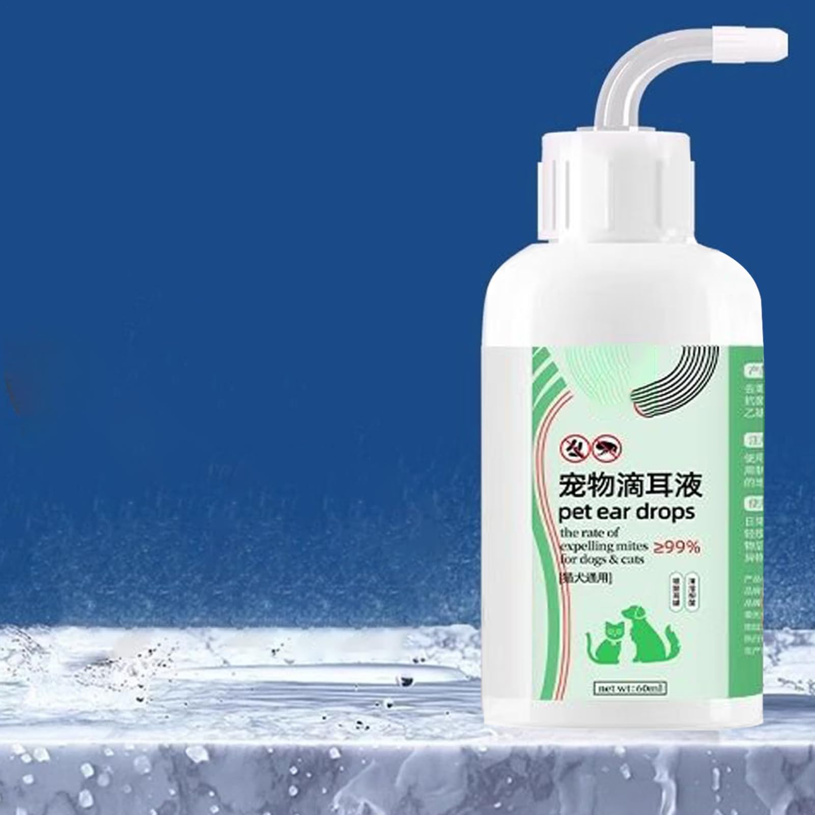 Gotas Óticas para Gatos,Solución Limpiadora para Oídos | Líquido Relajante De 60ml Control Olores Reduce Suciedad Cera Lavado Cachorros Garrapatas