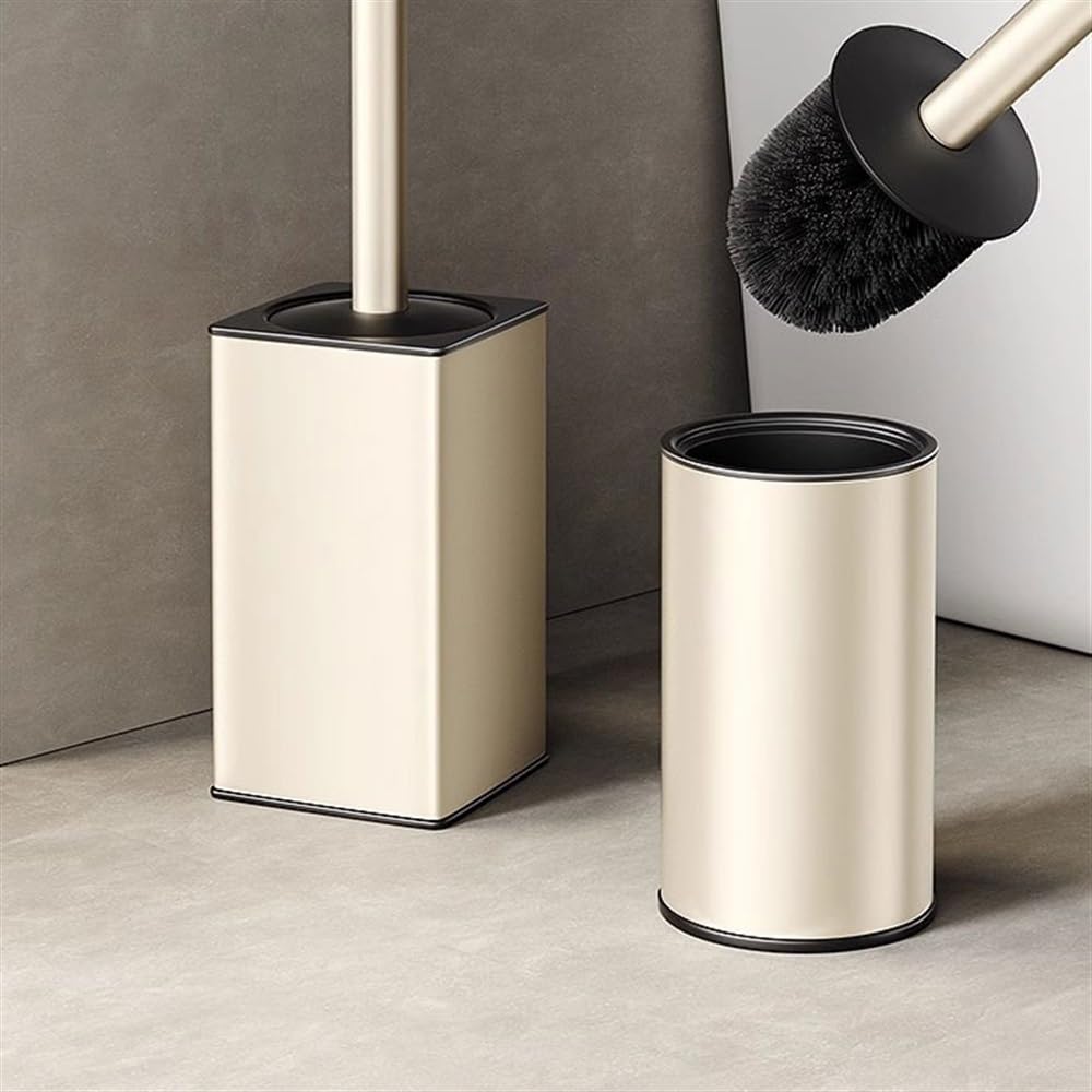 Escobillero y Portaescobillas Juego de portaescobillas baño Acero Inoxidable esmaltado al Horno con Mango Tapa Limpieza Profunda