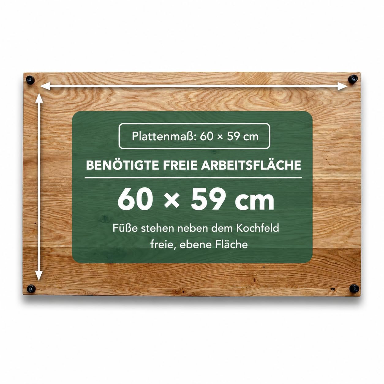 Herdabdeckplatte Wildeiche 60 x 59 cm, für Arbeitsplatte