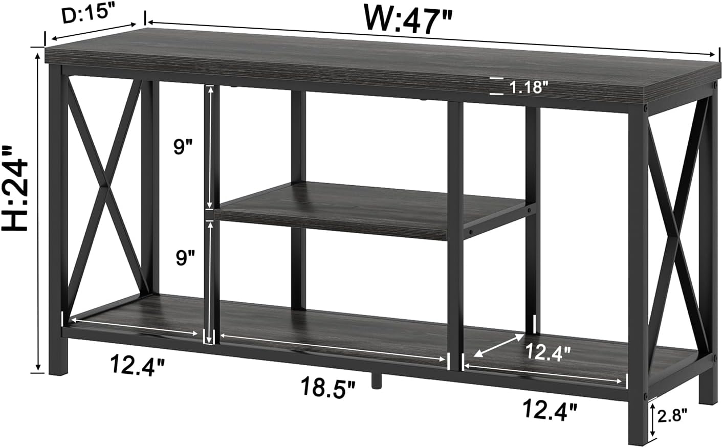 Rustic Oak and Metal TV Stand for 65" TV