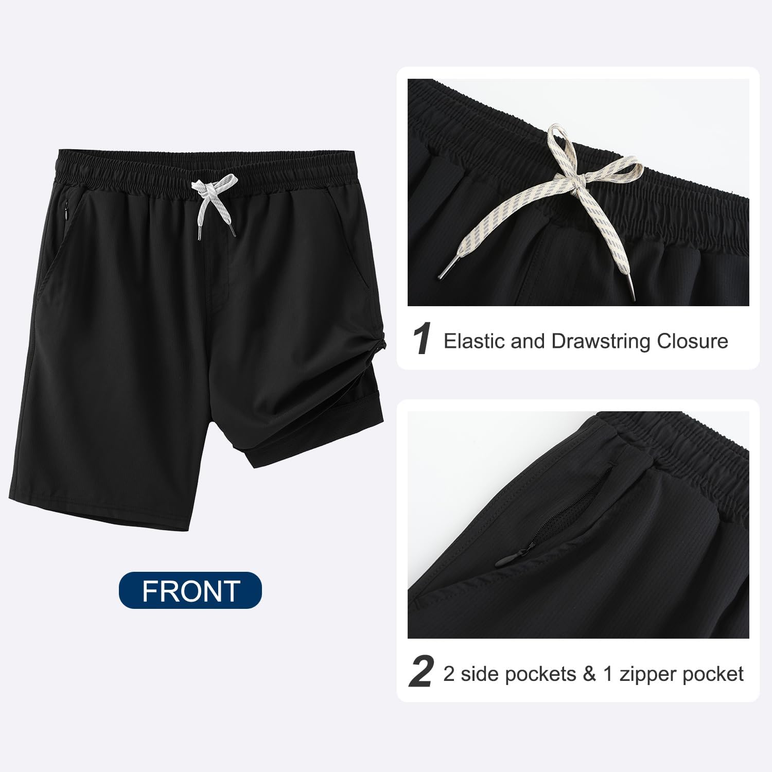 HODOSPORTS Mens Swimsuit Trunks 9" Quick Dry Swim Shorts with Compression Liner and Pockets - Image 4