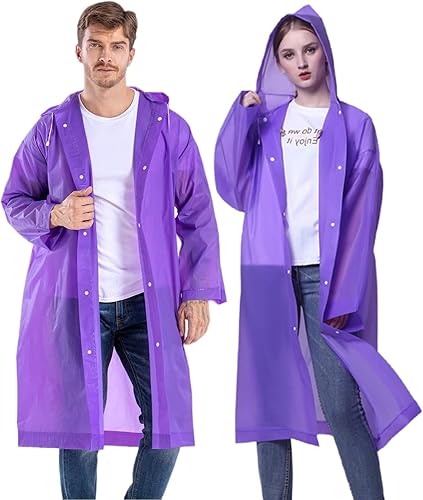 Miniatura 48 de Ponchos de lluvia para adultos reutilizables, paquete de 2 a 5 impermeables para mujeres y hombres, abrigo impermeable con capucha con cordón