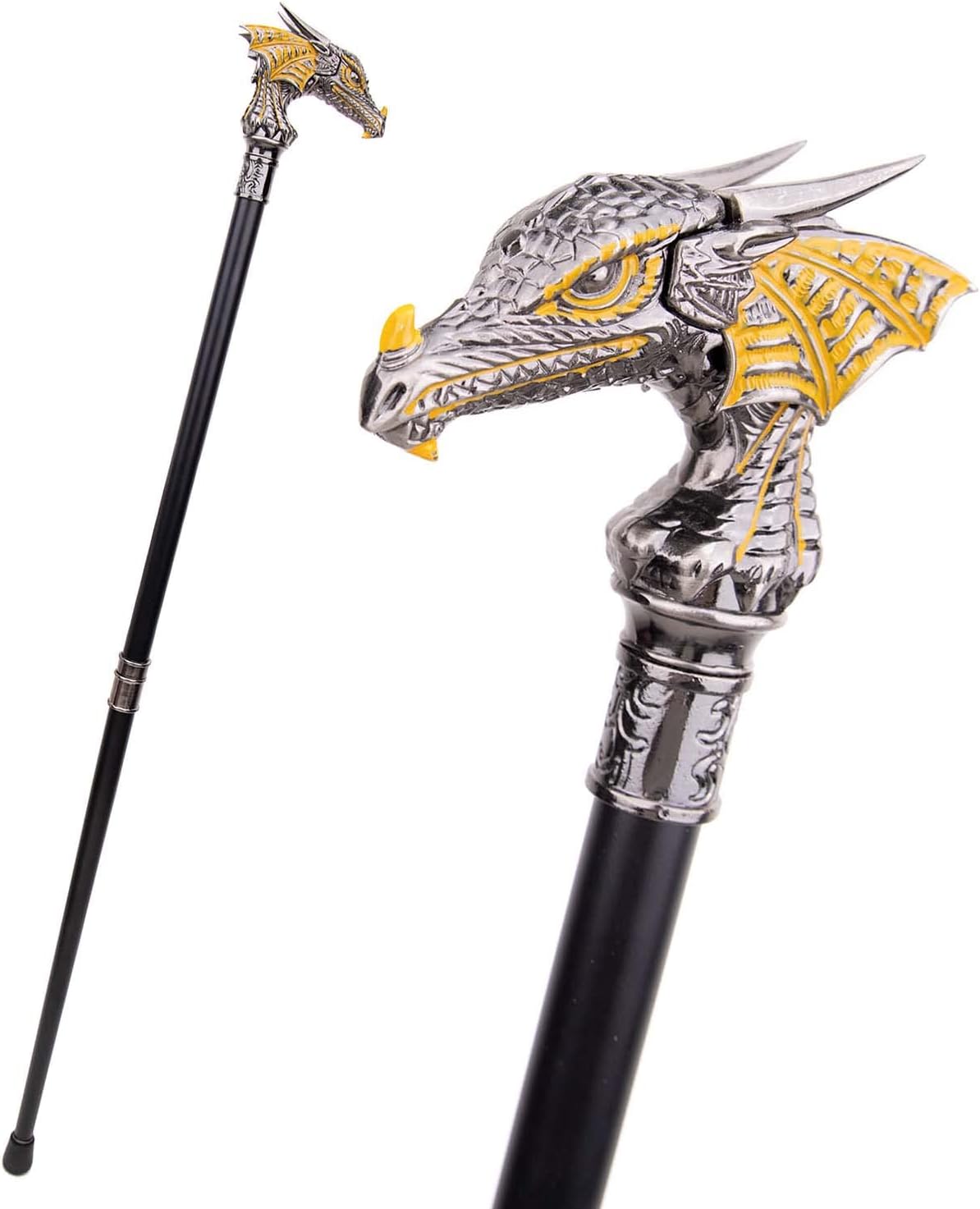 Gold Black Luxury Dragon Head Walking Cane Fashion Decorative Walking Stick Gentleman Elegant Cosplay Cane Knob Crosier 93cm