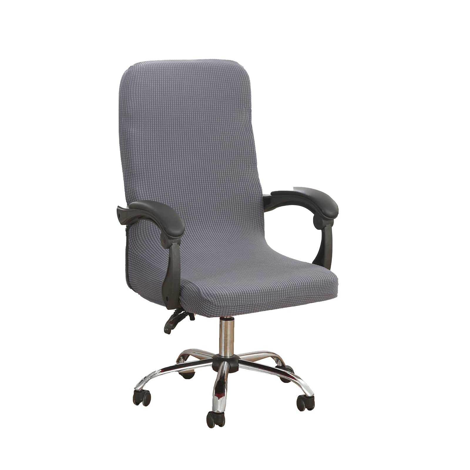 HACLEN Jacquard Office Chair Cover Stretch Boss Chair Covers High Back Desk Chair Cover Polyester Washable Slipcovers for Universal Rotating Chair Protectors -grey-Medium