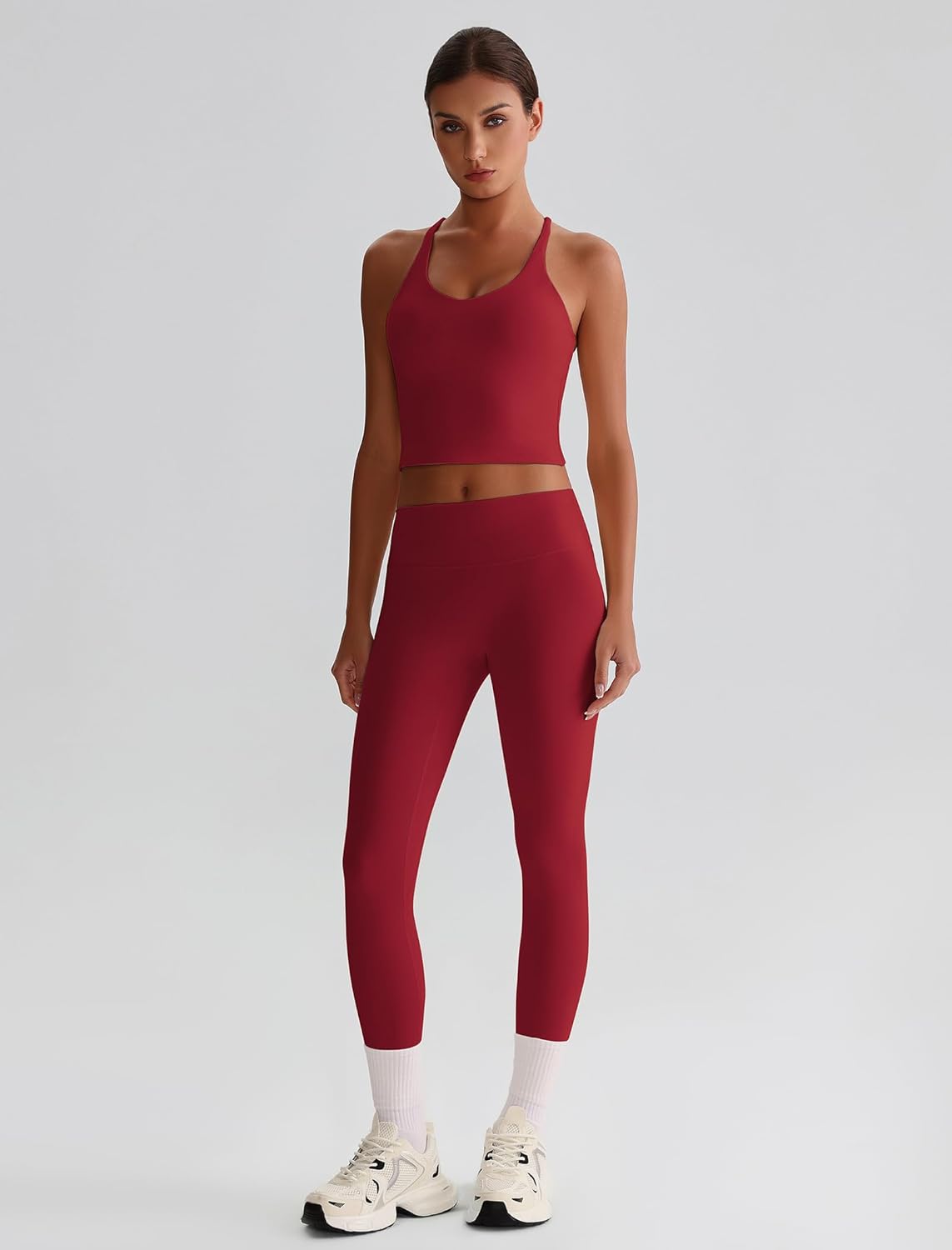 ABOCIW Workout Sets for Women 2 Piece Backless Strappy Padded Tank Tops High Waist Leggings Gym Yoga Pilates Outfits - Image 4