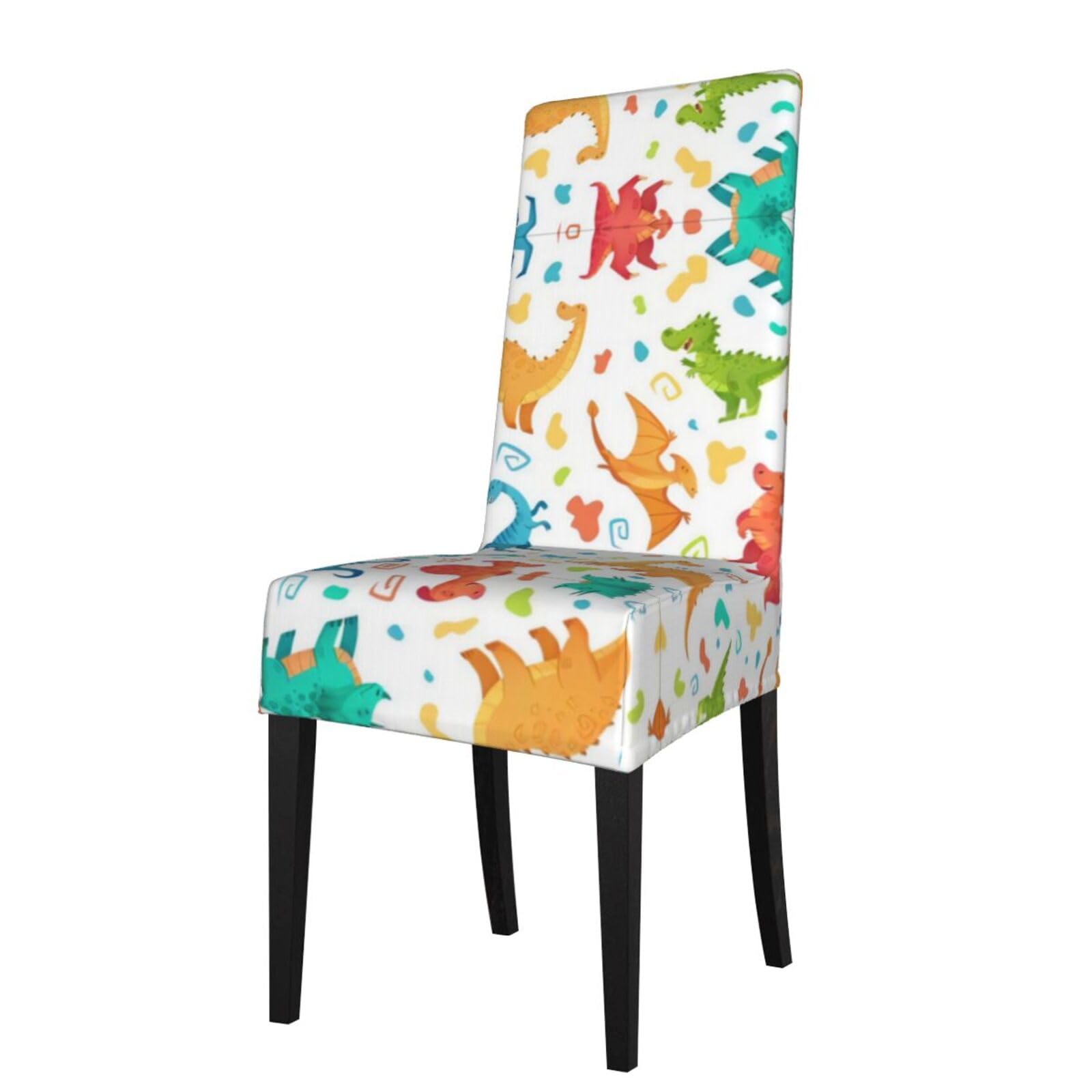 HLSBSSL dinosaur Printed dining chair covers, wrinkle-resistant and iron-free, suitable for hotels, banquets, and conferences