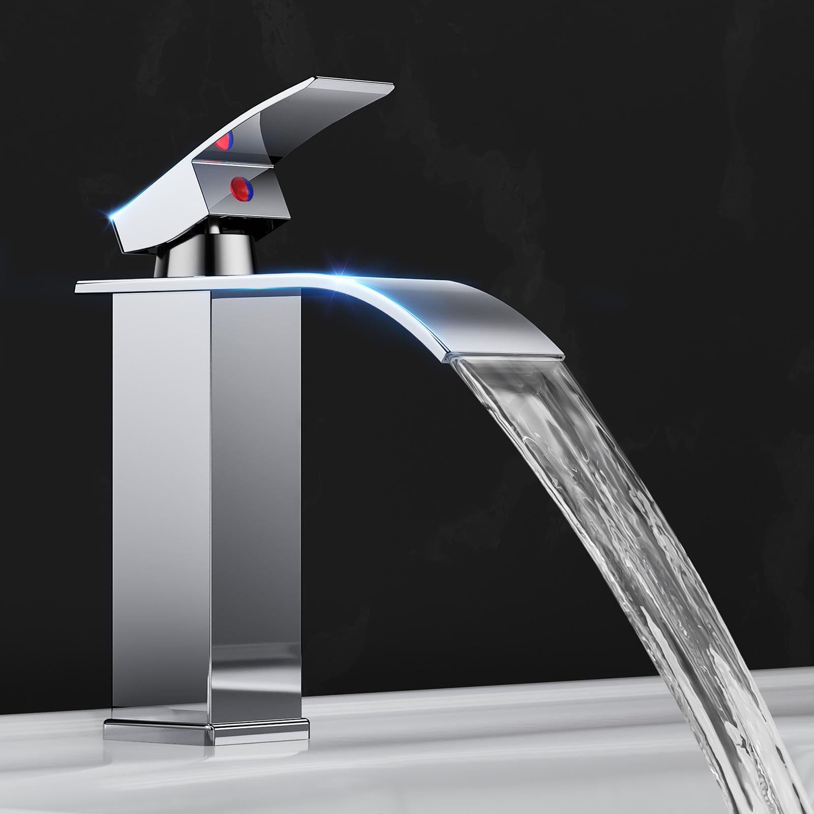 Rubinetto Lavabo A Cascata Bagno - Miscelatore Cromato, Con Tubo 60cm, Design Moderno - Foto 7