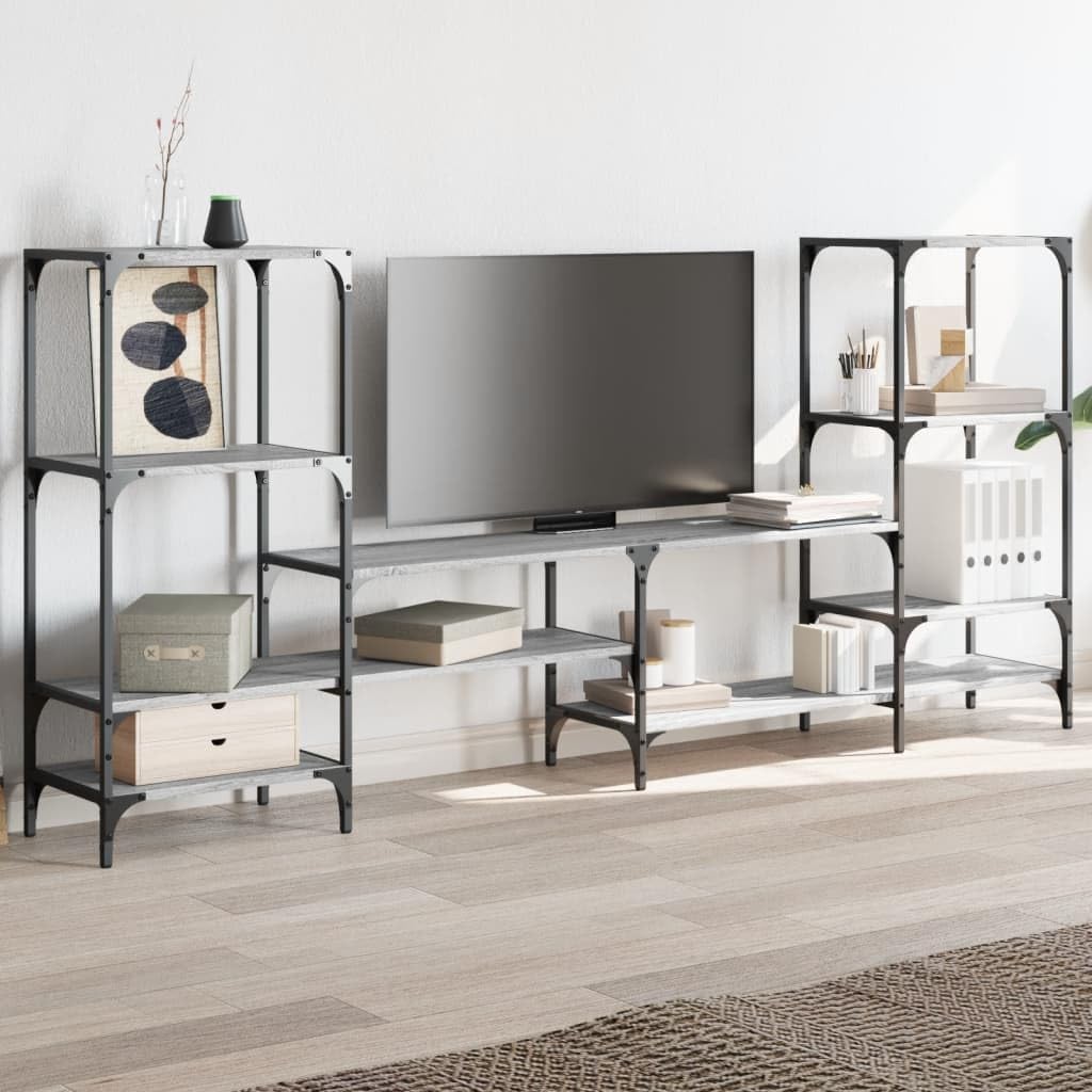 Mobile Porta TV Grigio Sonoma 206,5x28,5x95 cm in Legno | Mobiletto basso da soggiorno con ampi ripiani aperti per console e decoder, ideale per ottimizzare lo spazio.