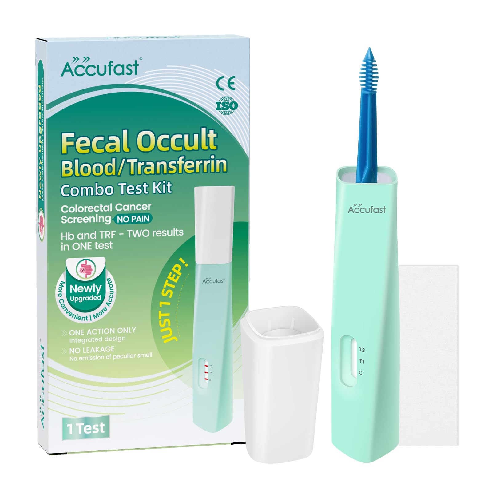Bowel Cancer Home Test Kit | 2-in-1 FOB/TRF Colon Faecal Screening Test Kit | Hemoglobin & Transferrin Combo | Dual Result Test for Lower & Upper Gastrointestinal Screening