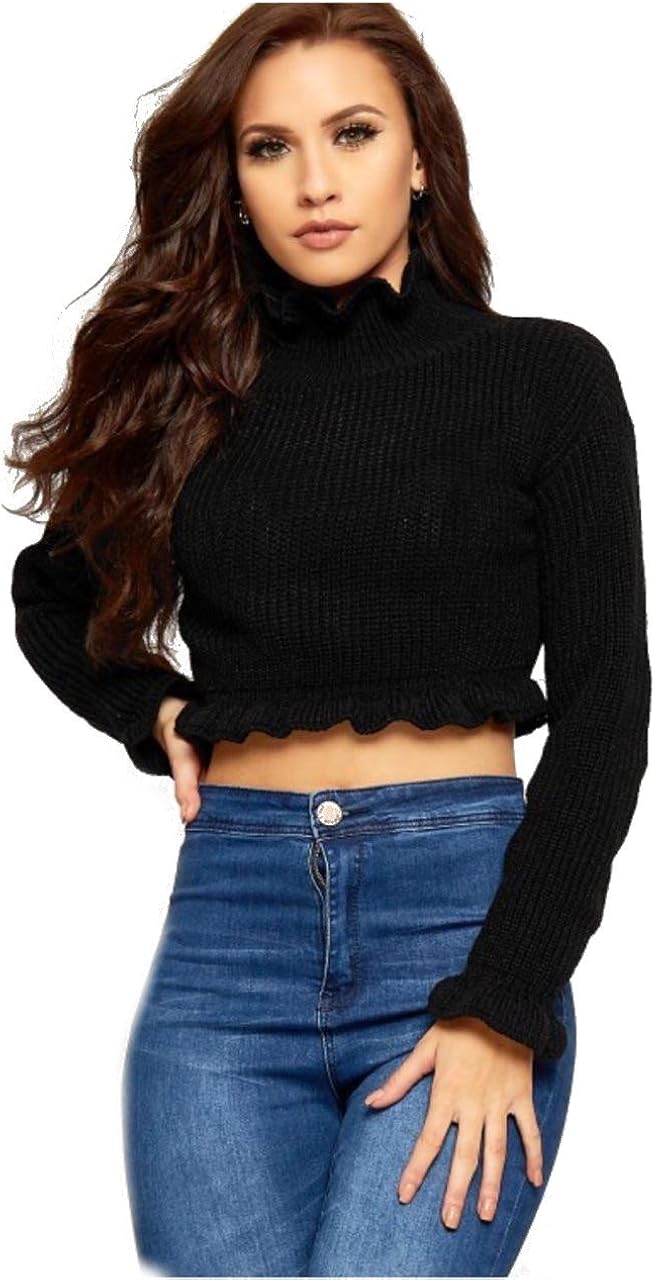 Elegant Vaps Ladies Knitted Ruffle Crop 