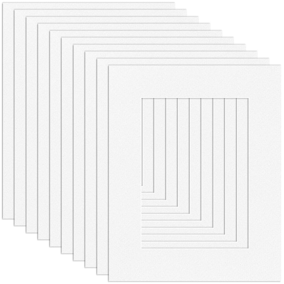 Procut Global 10x8" White Picture Mounts Board to Fit 7x5" Aperture Size - Photo Mount Card Ideal for Prints, Artwork, Crafts & Certificates - Sizes & Colors Available - Pack of 10 โ image 1
