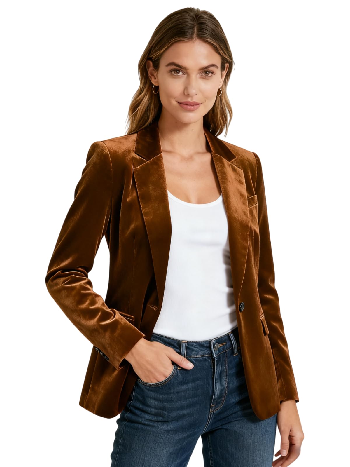 Women Velvet Blazers Women Professional Slim Fit Long Sleeve Suit Jacket Blazer for Work Office