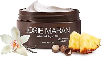 Josie Maran Whipped Body Butter - Skin Firming Body Cream with Argan Oil, Whipped Shea Butter, Avocado Oil & Essential Fatty Acids - Radiance-Boosting Skincare - Blissful Beach (8 Fl Oz)