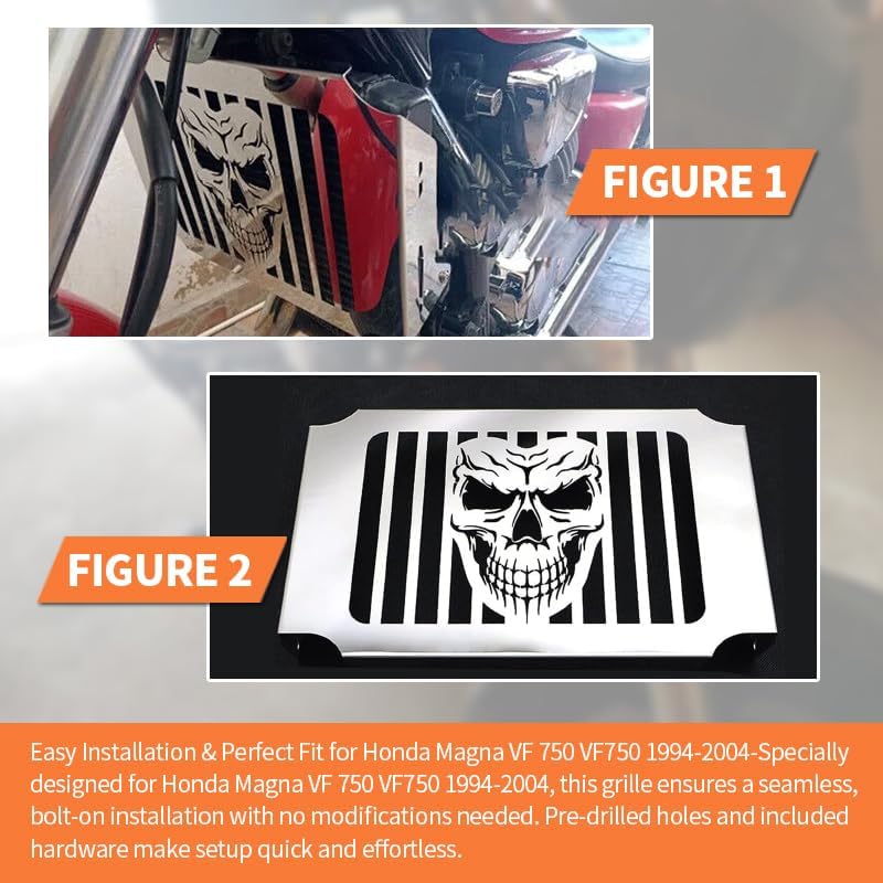 New Radiator Cover Guard Grill Grille Shrouds Cooler Protector Compatible With Honda Magna VF 750 VF750 1994-2004 (Skull)