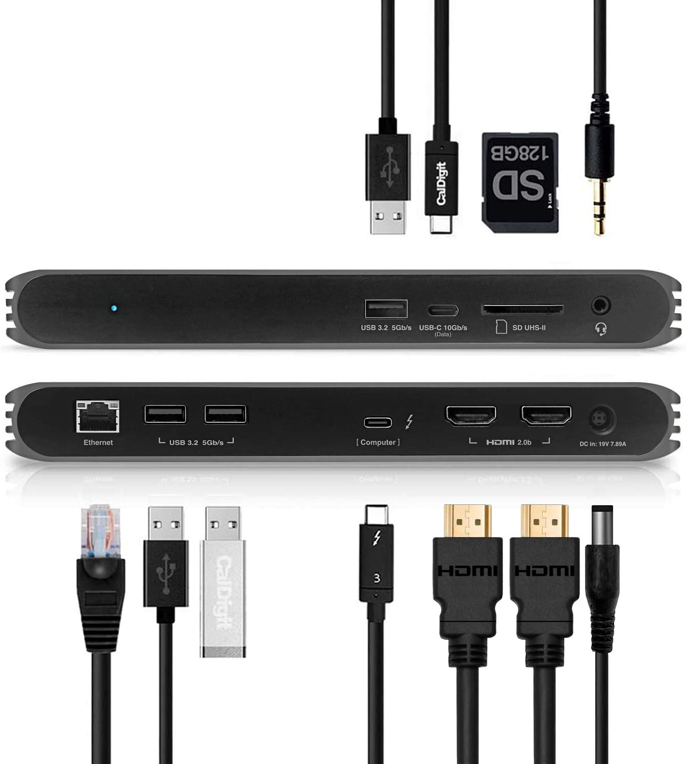 CalDigit USB-C Thunderbolt 4 Dock - Dual HDMI 2.0, 94W Charging, UHS II SD Card Slot, USB A x 3, LAN, 3.5mm Audio for Mac and PC