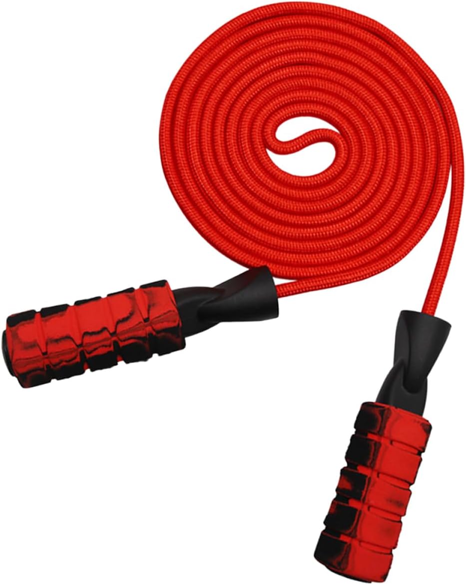 Weighted Jump Rope with Duplex Bearings for Adults and Students Red Exercise Rope for Cardio Fitness and Flexibility Training