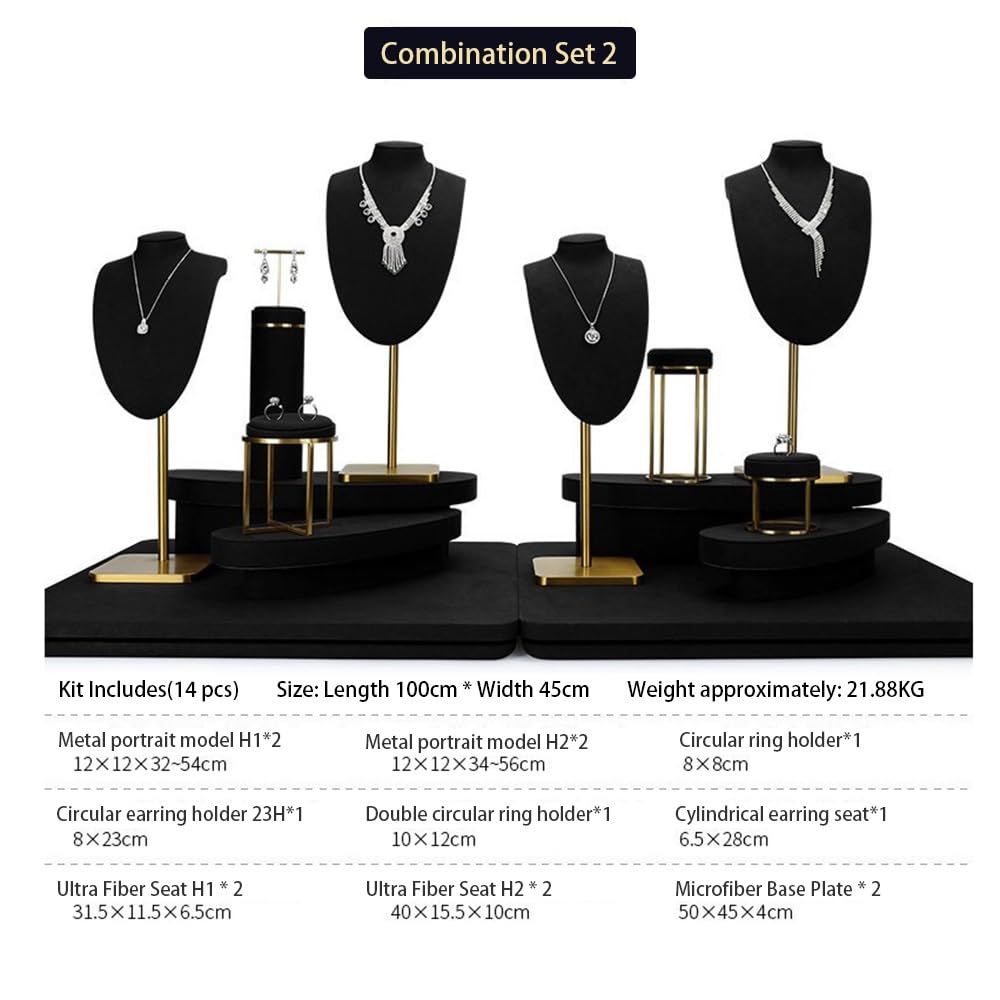 Schmuckhalter Black Velvet & Metal Jewelry Display Set Combination