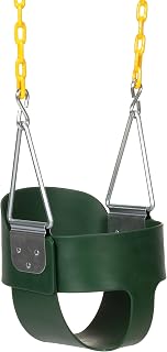 Eastern Jungle Gym Heavy-Duty High Back Full Bucket Toddler Swing Seat | Coated Swing Chains Fully Assembled | Green Swing Set Accessory