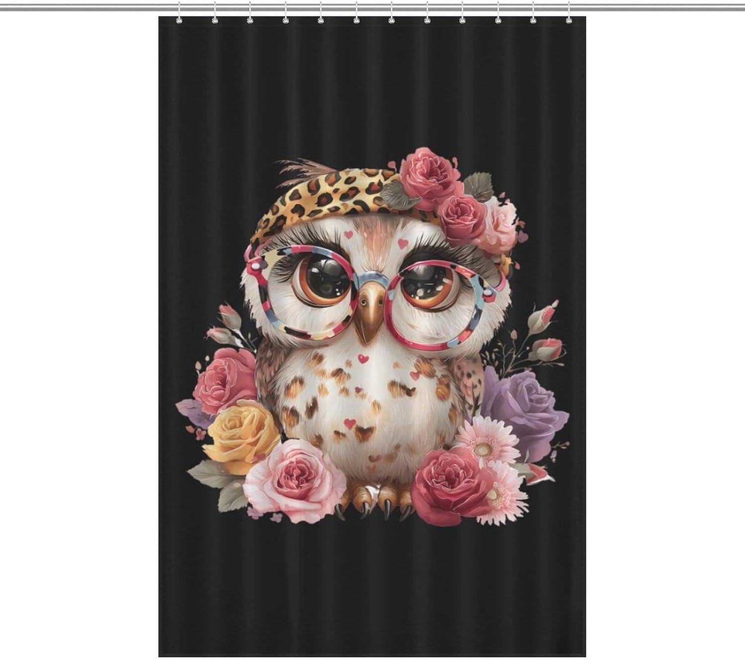 Owl Floral Shower Curtain 46.85x70.87Inch（119x180cm） Polyester Bath Curtain Shower Curtains Printed Decorative