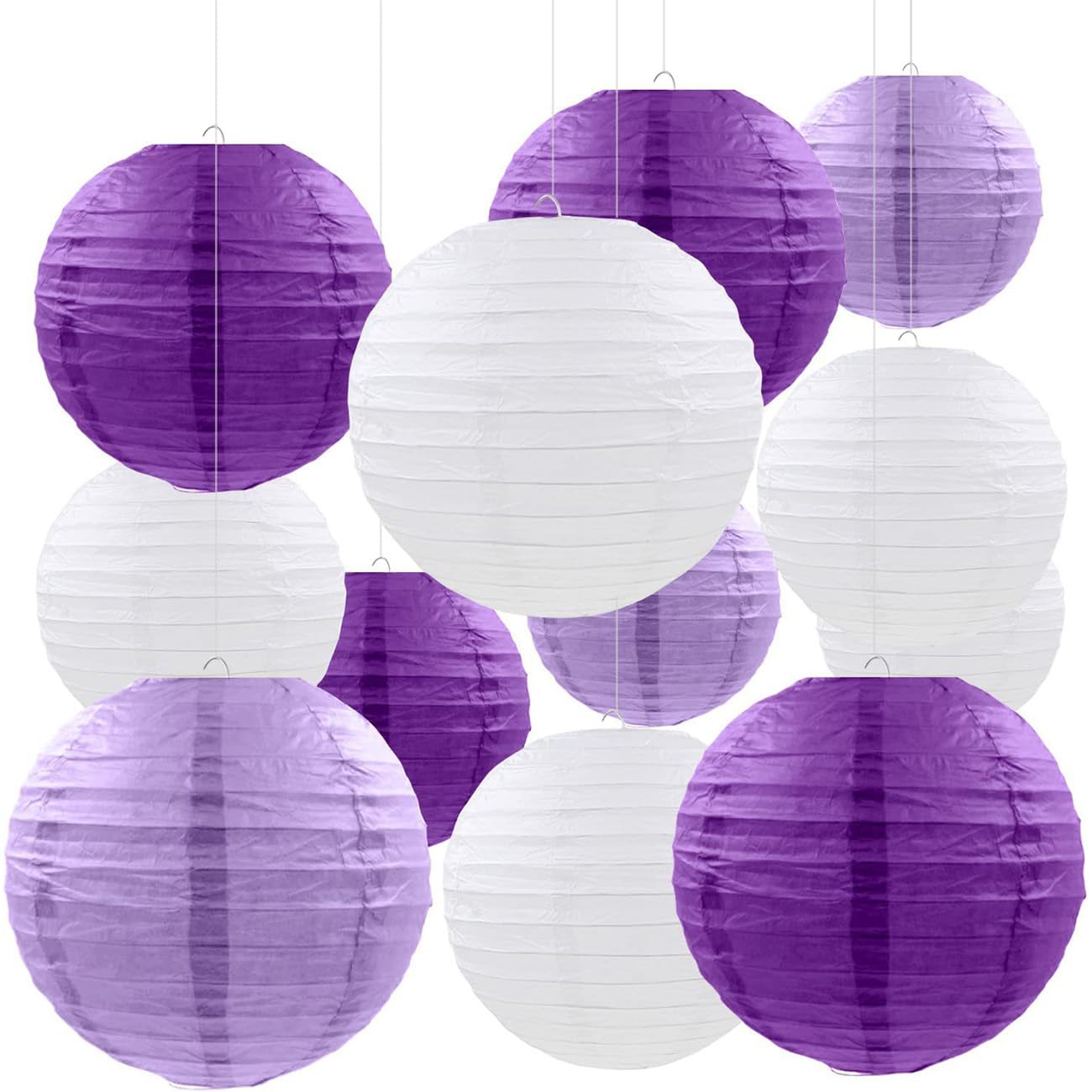 CC wonderland zone 12 lanterne di carta viola, rotonde di carta per paralume, decorazioni per matrimoni, feste di compleanno, decorazioni in giardino