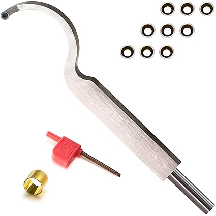 Carbide Tipped Woodturning Tool H8.9 Carbide Wood Lathe Tool Enlarge Swan Hollower Made of Stainless Steel with 10pcs 8.9mm Round Carbide Cutter and T15 star tip wrenches