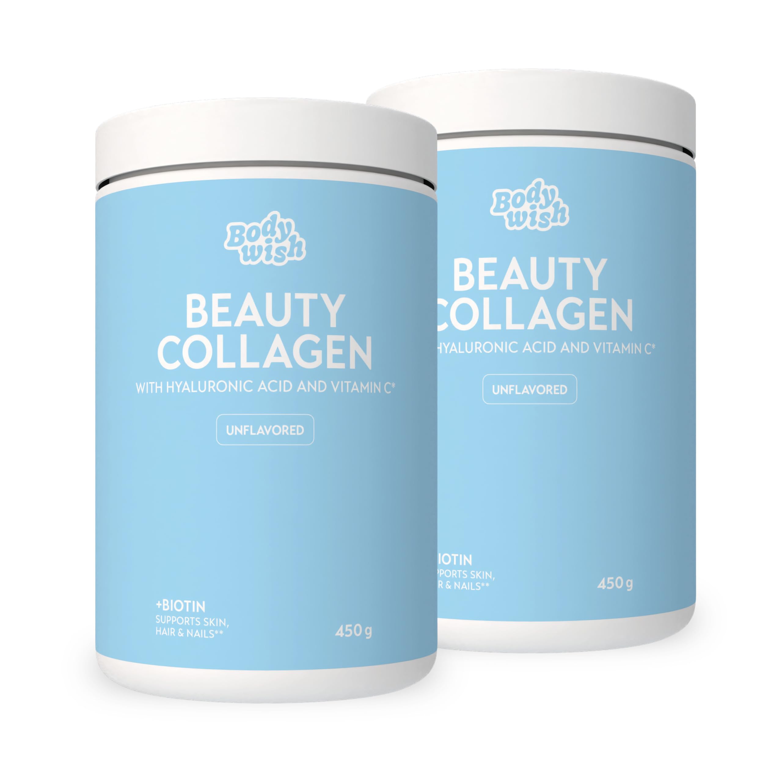 Hydrolysiertes Kollagen Pulver Hochdosiert (2x 450g) | Premium Hyaluron Pulver hochdosiert, Biotin Vitamine & Mineralstoffe | Beauty Kollagen Hydrolysat | Glow Collagen Peptide Typ 1 & 3