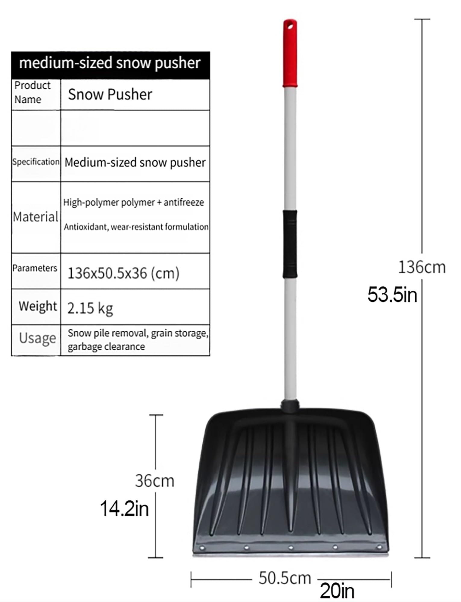 Schneeschaufel, große Kapazität, leicht, Aluminium, Schneeschaufel mit Eiskratzer, für Garten, Auto, Camping, Outdoor, Winter