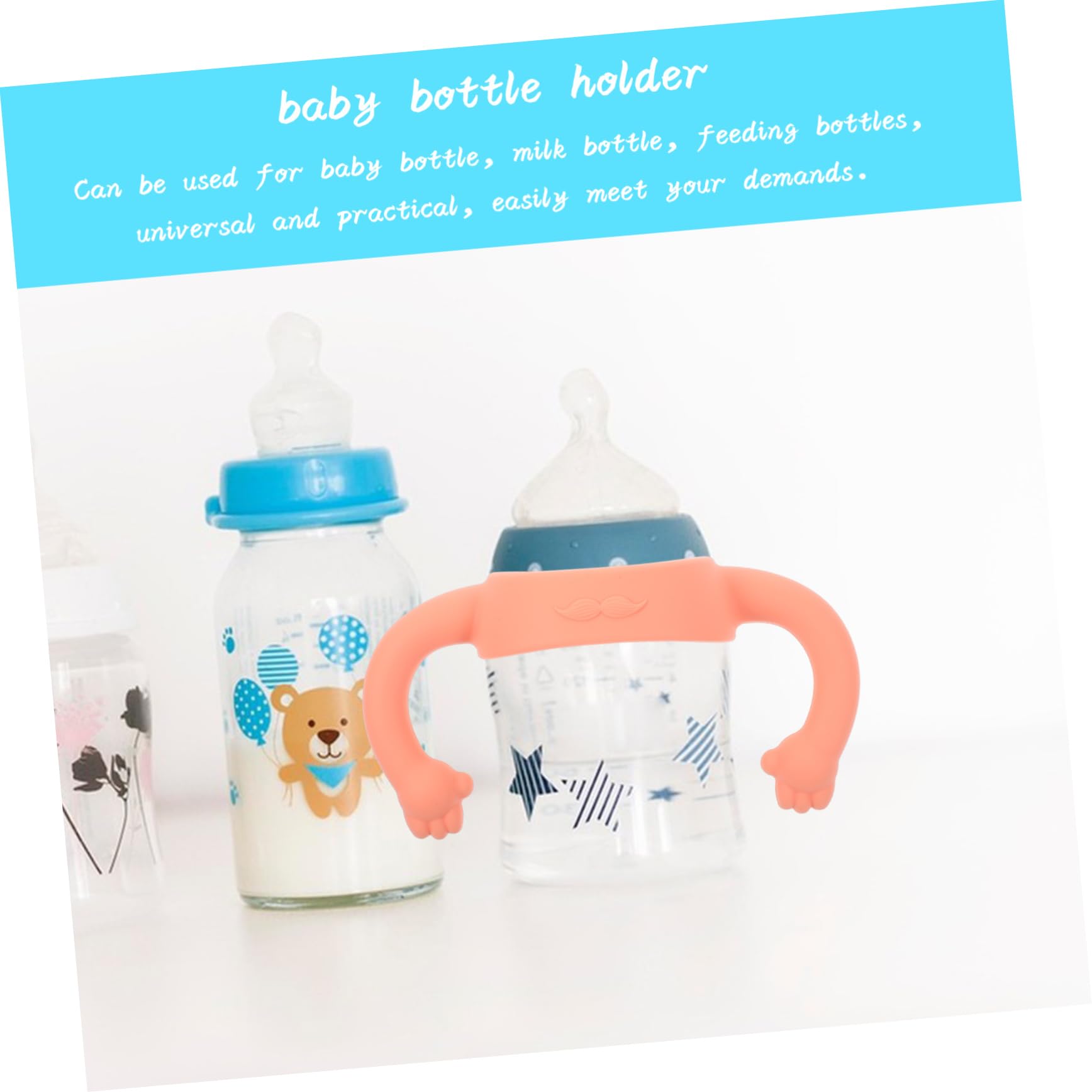 VICASKY Manici per Bottiglie in Silicone Rosa 2 Unitá Impugnatura Morbida e Confortevole per Bambino Bambina Facilmente Installabili