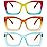 REAVEE 3 Pack Oversized Square Reading Glasses Oprah Style for Women, Blue Light Blocking Large Frame Computer Designer Fashion Readers with Spring Hinge (Rainbow/Orange/Cyan,1.5)