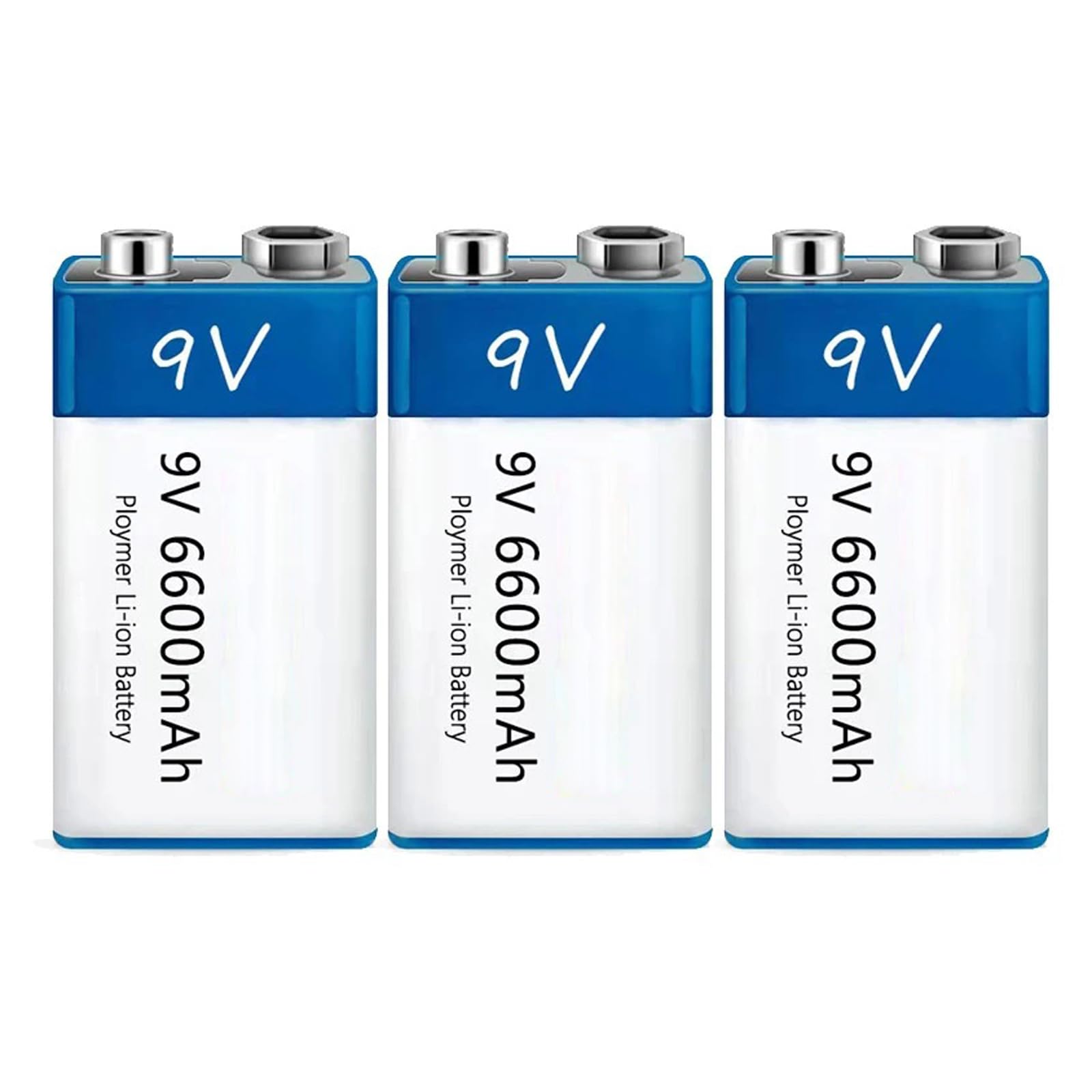 Batería de Iones de Litio Recargable por USB de 9 V, Tipo Cuadrado, batería de Litio de 9 voltios, batería de Repuesto de 6600 mAh y 6800 mAh, 2 Paquetes/3 Paquetes,9v6600mah 3pcs