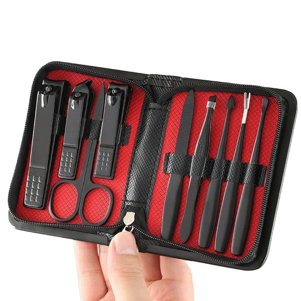 Zestaw do manicure, Zestaw do manicure, Zestaw do Zestaw obcinaczy do paznokci Zestaw obcinaczy do paznokci ze stali nierdzewnej 9-częściowy zestaw do zdobienia paznokci, manicure, pedicure, podróżny