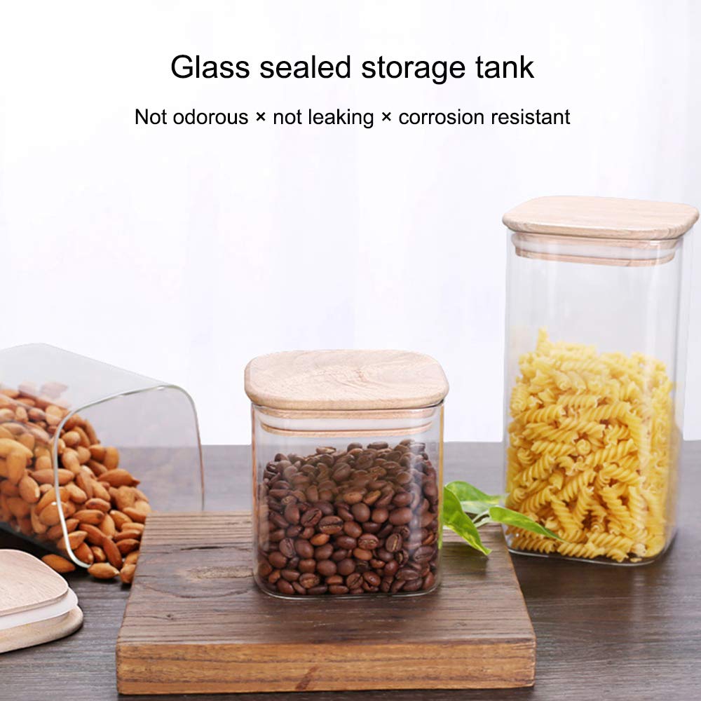 Botes de Cristal con Tapa - Conjunto de 3, Tarro de Cristal Sellado Recipiente Hermético Transparente Envase para Pasta, Conservas, Café, Alimentos, Transparent