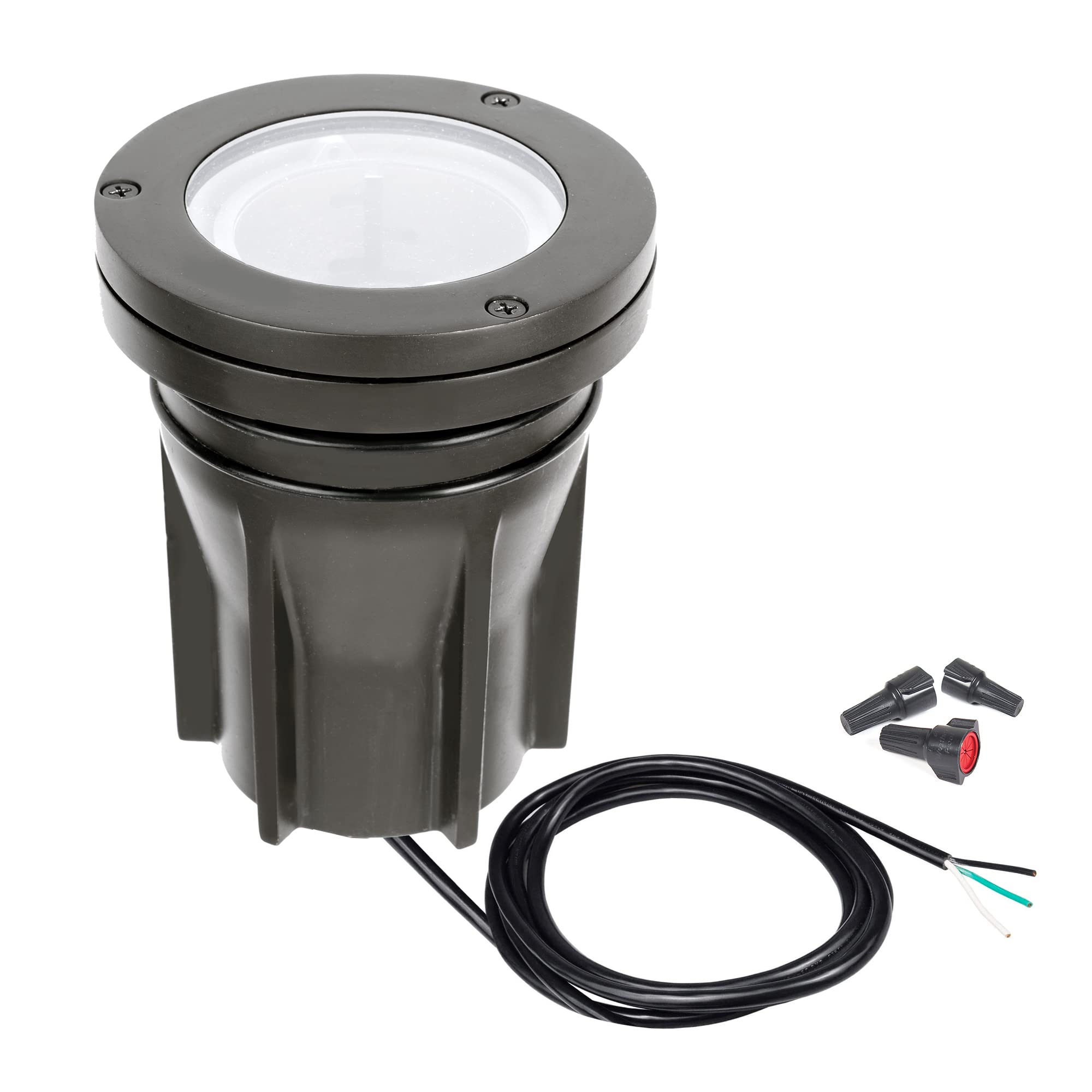 WAC Landscape Lighting, 3in Inground Light LED 120V with Adjustable Beam Angle and Integral Brightness Control 3000K in Solid Brass Coated with Bronze