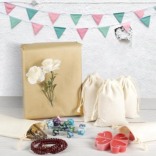 Miniatura 7 de HRX Package 20 bolsas de muselina de 4 x 6 pulgadas, bolsas de algodón con cordón para joyas, bolsas para regalo de novia, despedida de soltera,