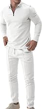 Men's 2 Piece Athletic Sweatsuit Set Casual 1/4 Ziper Long Sleeve Top and Jogger Pants Gym Workout Outfits