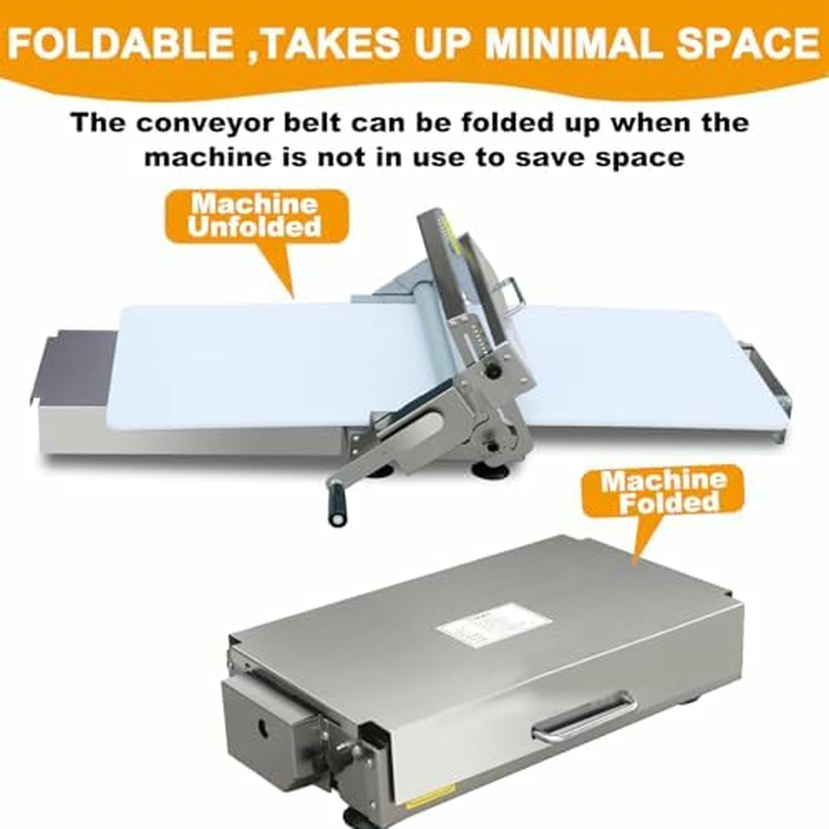 Laminadora De Masa Manual Compacta - Máquina De Rodillo De Acero Inoxidable Con Manivela, Espesor Ajustable Para Laminación De Masa De Hojaldre Y Croissant De Panadería, Diseño Plegable Portátil ~/