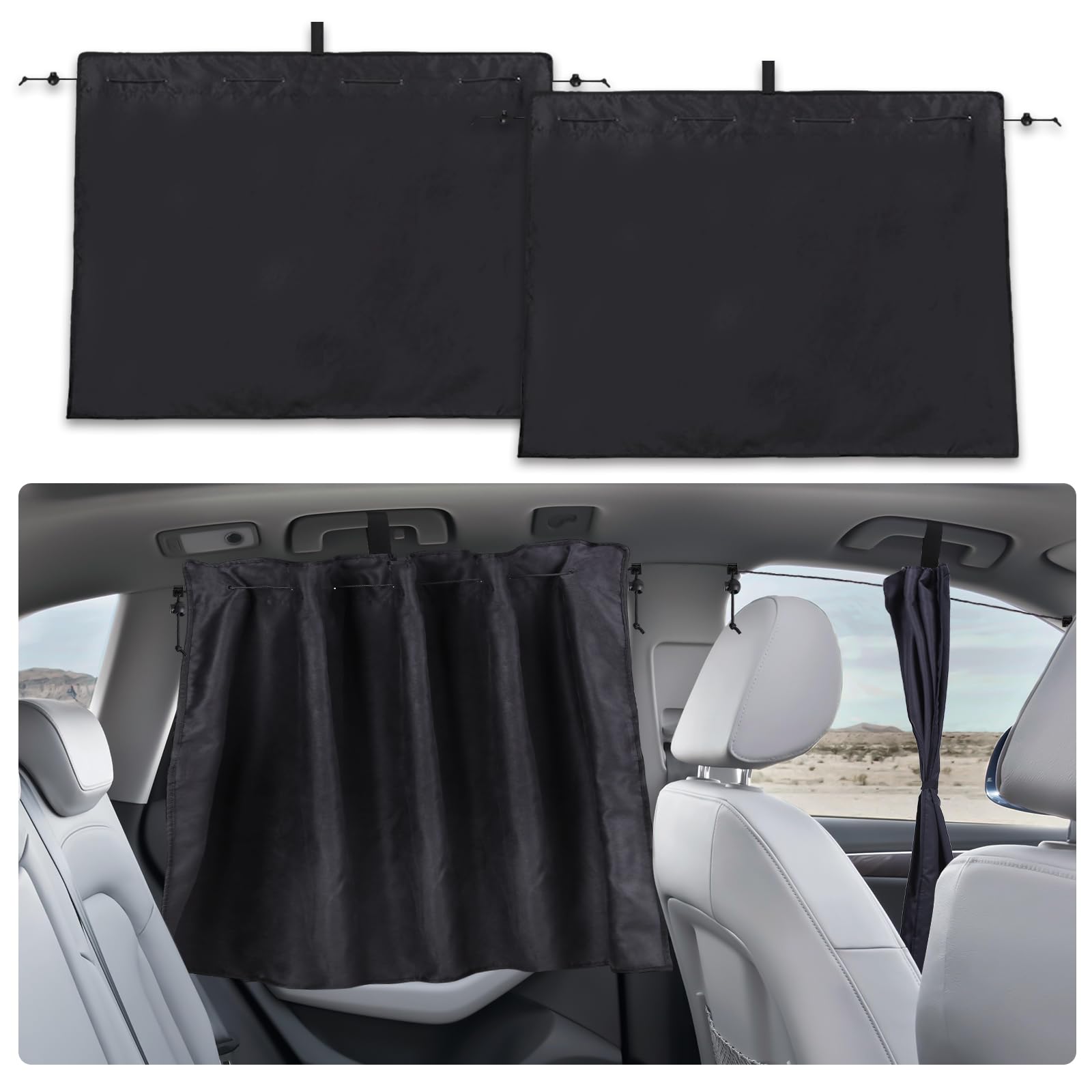 ZATOOTO Window Shades for Back Window Cover Privacy Curtains Baby Blackout Car Sun Shade Sun Blocker 100% Block Light for Sleeping Camping Universal for Van SUV Truck MPV