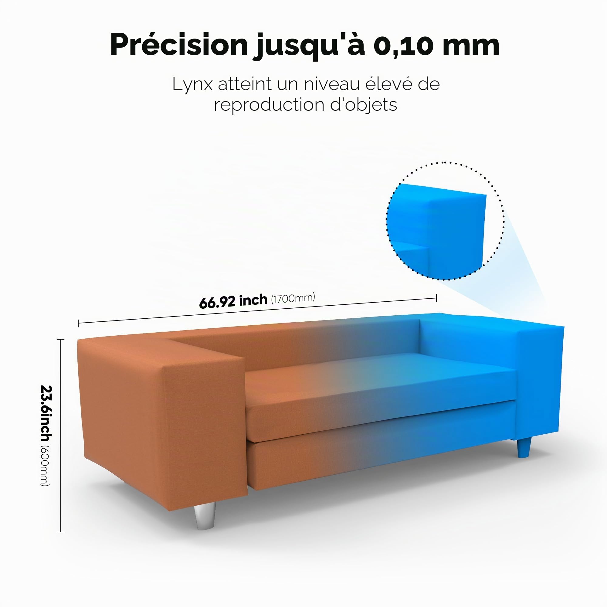 Scanner 3D Lynx 3DMakerpro 0,1 mm de précision et vitesse de numérisation 10 FPS Scanner portable 3D avec algorithme d'alignement intelligent sur grande surface - Paquet Premium