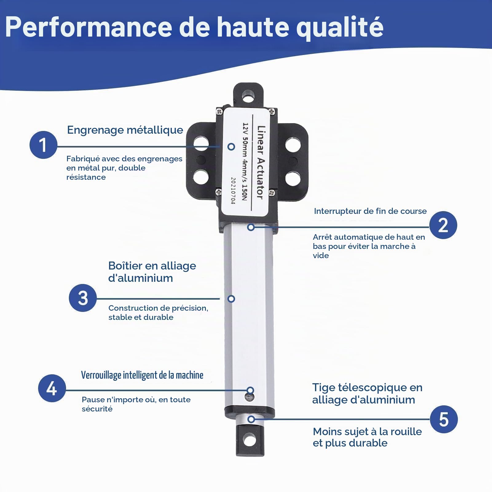 Actionneur Linéaire 50mm, Interrupteur De Fin De Course Interne Moteur D'actionneur Actionneur électrique Micro Linéaire électrique 12v DC Mini Pour L'industrie Automobile (50mm-4mm/S-150n)