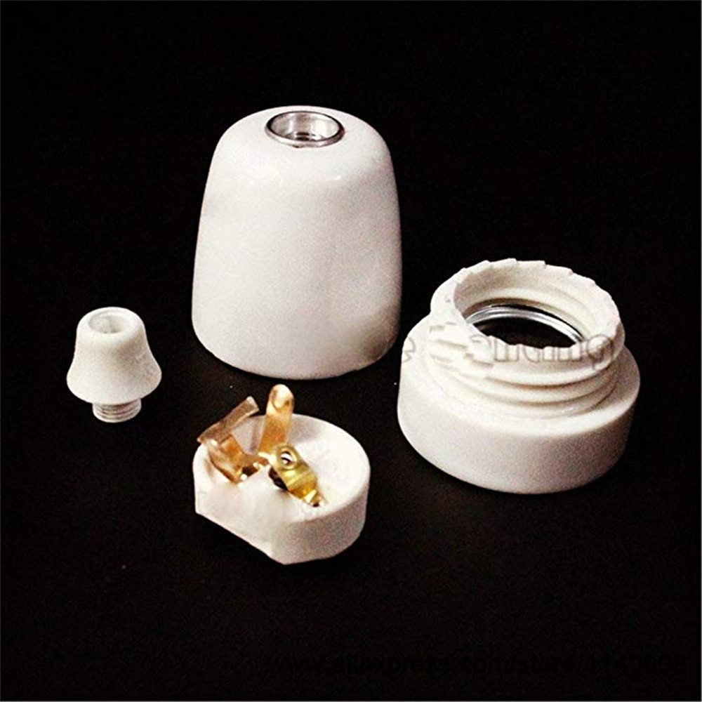 E27 - Soporte para lámparas de cerámica (porcelana, 5 unidades), color blanco