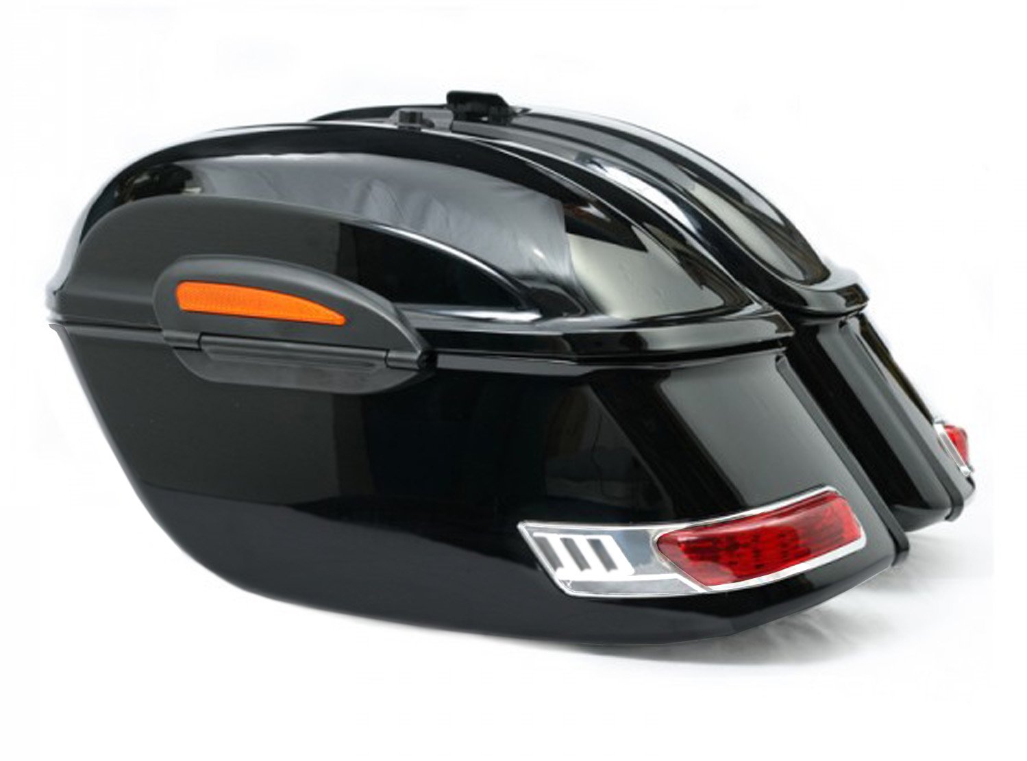 SPAAN Borse laterali rigide moto nero lucido abs per moto custom 50 litri x2 con staffe