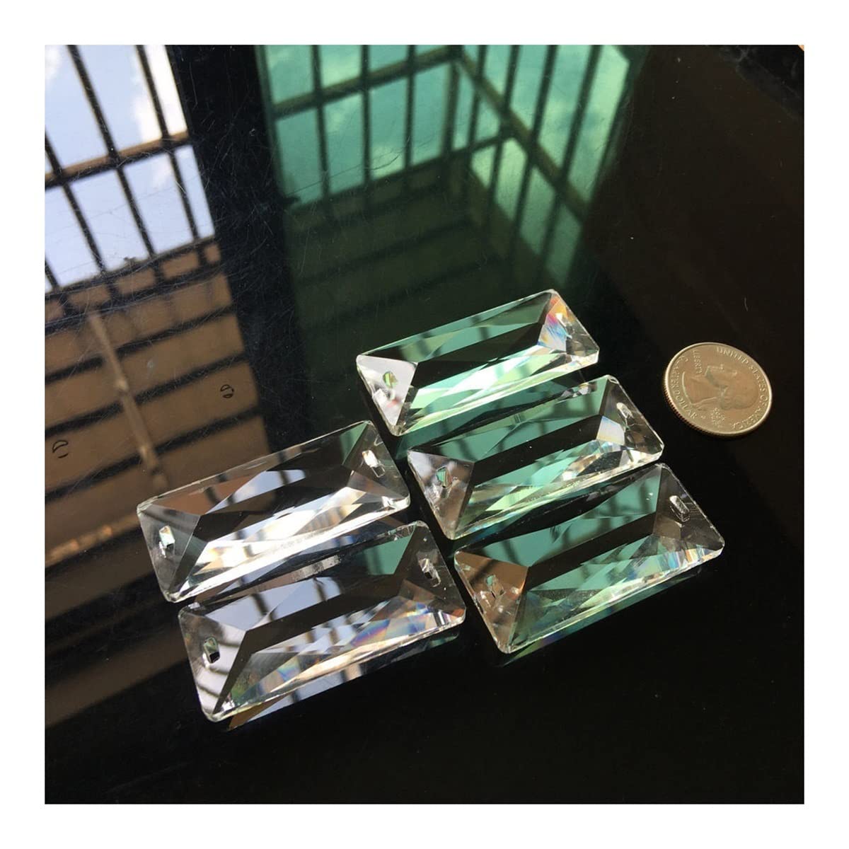 YUZGUHEY 50Pcs Crystal Pendant 2in Rectangular Prism Chandelier Lamp Part Crystals Lighting Replacement Parts