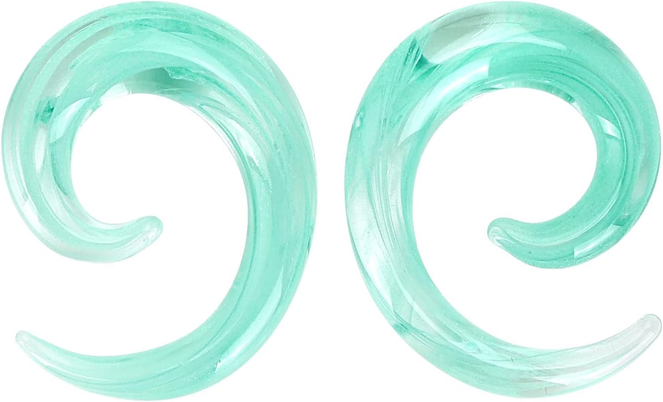 Ear Tapers Glass Ear Plugs Ear Gauges Spiral Snail Twist Stretching Stretcher Expander Handmade Hanger Gauges Piercing Jewelry Set 8G-00G 3MM-10MM