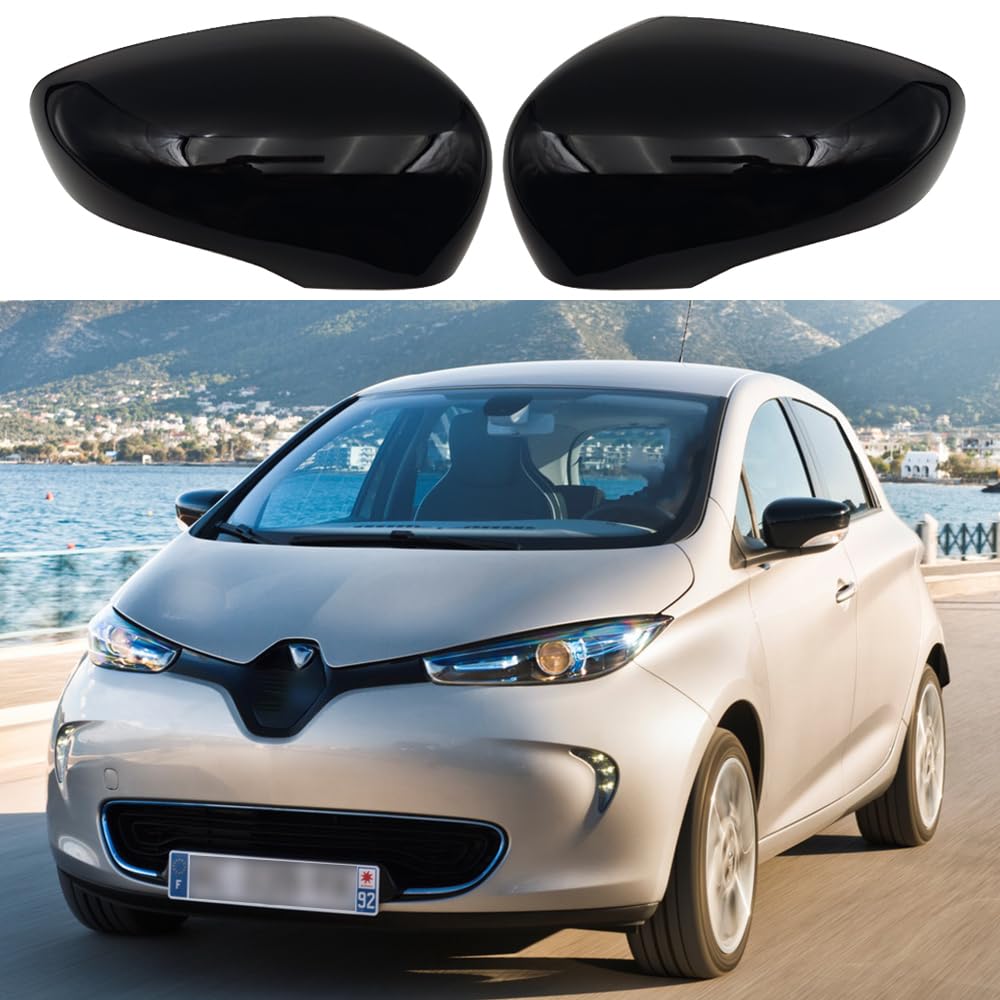 Tappi per Specchietti, Copri Specchietto Retrovisore Auto Coppia Calotte Specchio Destra + Sinistra Nera Sostituzione per Renault Clio 4 Captur Zoe