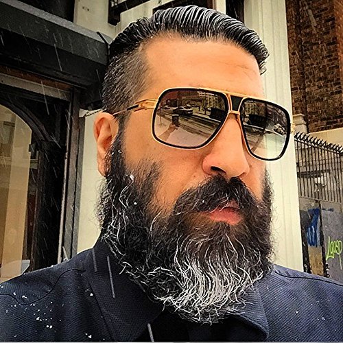 Image of Aviator Sunglasses for Men Retro Fashion Gold Oversized 70s shades