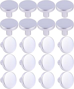 20 Pcs Brass Round Silver Zinc Alloy Kitchen Cabinet Window Knobs Cupboard Door Knobs Drawer Handle Pulls Dresser Knobs with 20 Pack Screws for Bathroom Drawer Door Hardware