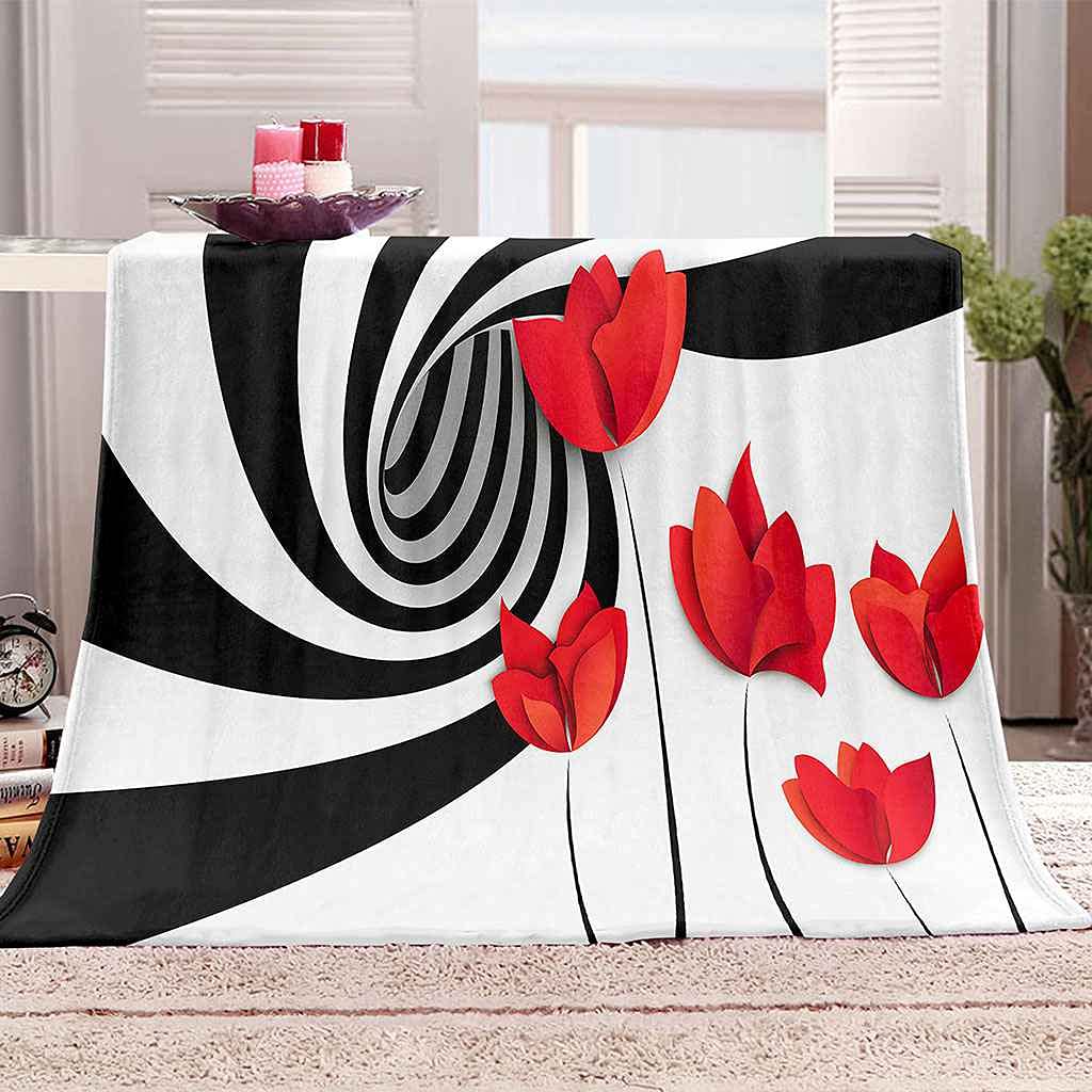 Couverture flanelle fleur rouge contre le froid canapé lit
