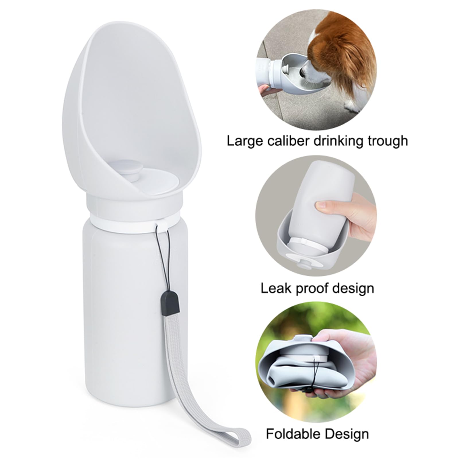 Dog Water Bottle, 550ml Water Feeder Leak Proof Portable Collapsible Dogs Water Bowl with Drinking Feeder - Image 3