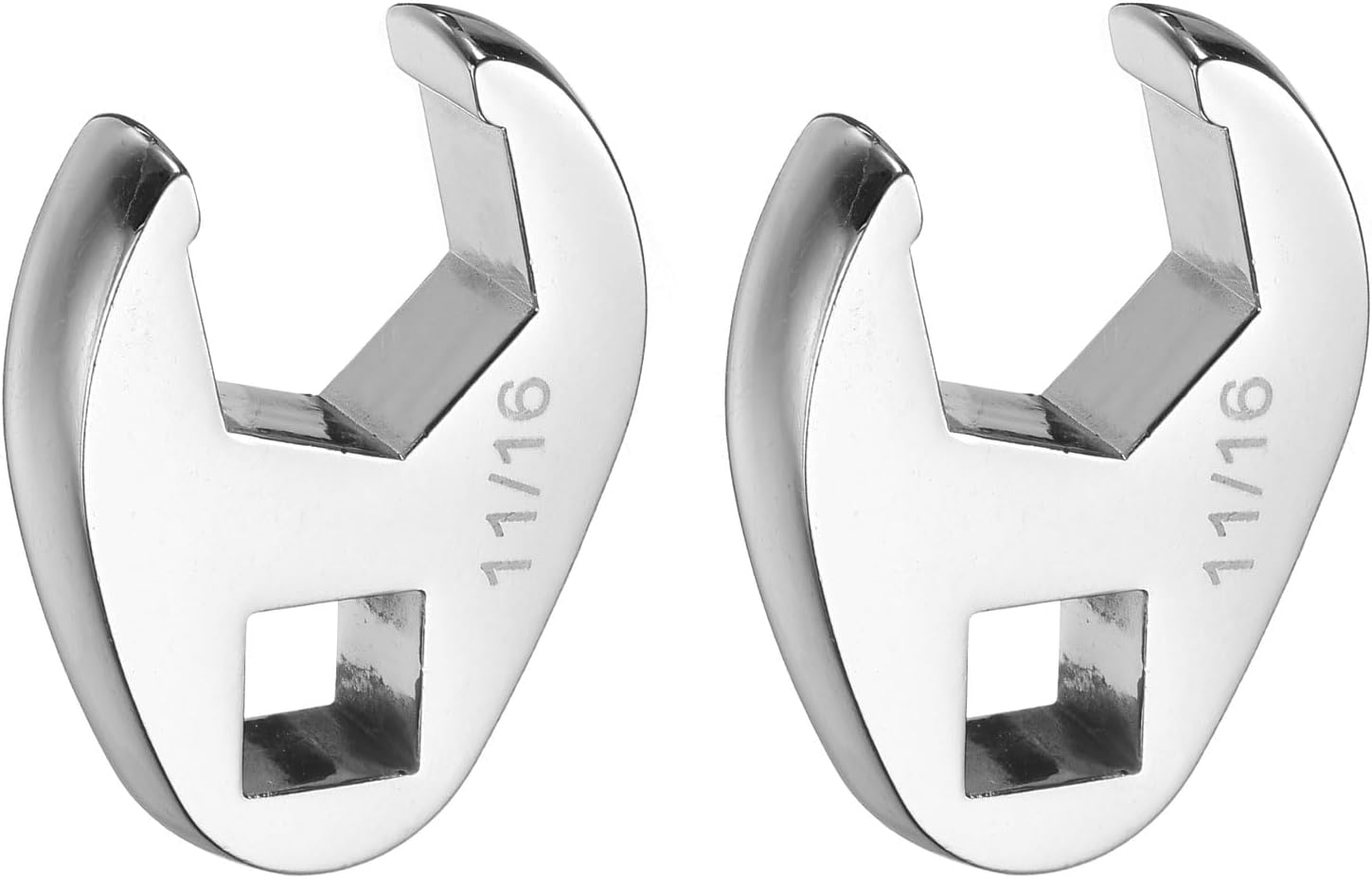 HARFINGTON 2pcs 11/16" SAE Fractional Crowfoot Flare Nut Wrench, 3/8" Drive, 40Cr Chrome Plated Open End Wrench for Mechanics Automotive Repair Work
