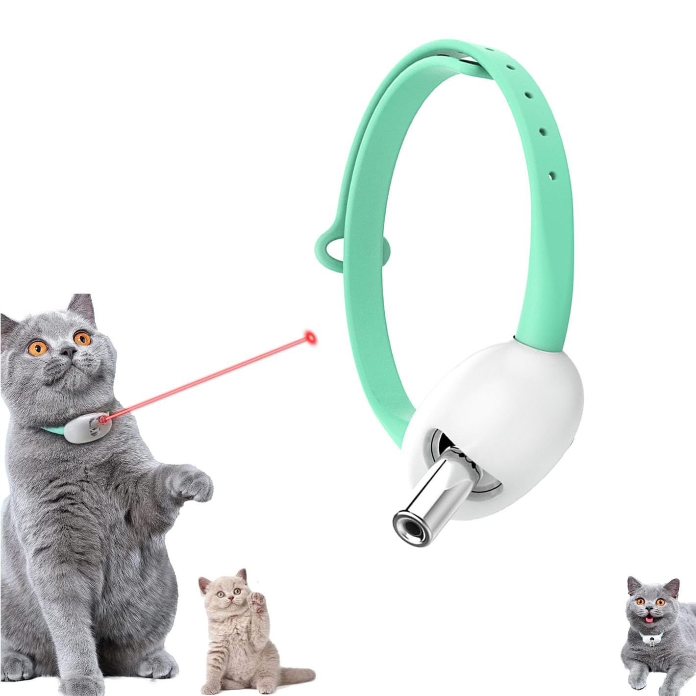 JANGOUElectric Smart Amusing Collar for Kitten, Wearable Automatic Cat Toys with Led Lights, Micro-Usb Charging Electronic Training Collars, Interactive Cat Toy, Auto on/Off